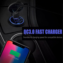 Разъем USB QC 3.0 + 2 PD (3 порта, быстрая зарядка, красная подсветка, выключатель)