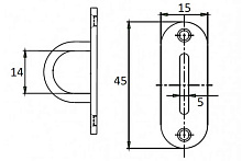 Крепежная планка овальная 45х15 мм с проушиной 5 мм, нержавеющая сталь (Cim)
