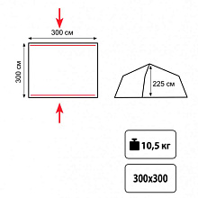 Палатка шатер Tramp Bungalow Lux Green ( V2 ), 300х300х225 см