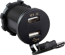 Разъем USB 4.2A (2 порта, вольтметр, красная подсв.)