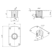 Основание врезное плоское для стоек PLUG-IN, L-130 мм, D-229 мм, d-60 мм