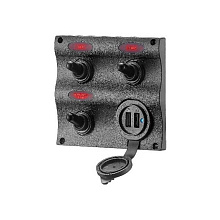 Панель борт. питания с USB разъемом, 3 переключателя, с индикацией