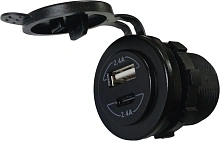 Разъем USB 2.4А + Type-C 2.4А (синяя подсветка)