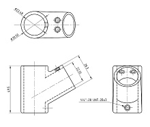Тройник леера 22,2 мм., 60 град.