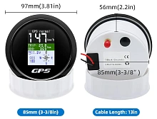 GPS-спидометр электронный, черный циферблат, черн. ободок, выносная антенна, д. 85 мм.