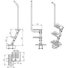 Лестница на дышло прицепа 3 ступеньки
