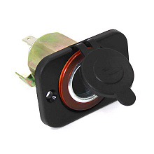 Гнездо прикуривателя прямоугольное Nekeke, 12/24В, панельное, IP68, чёрное