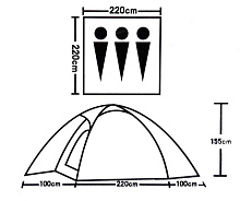 Палатка 3-х местная LY-1703, 220х220х155 см