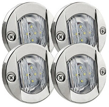 Огни кормовые врезные LED, белый, 2,2 Вт, 12 В, Ø 75 мм (комплект из 4 шт.)