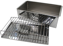 Коптильня двухярусная с поддоном, 480х280х160 мм. (нерж. сталь 0.8 мм.)