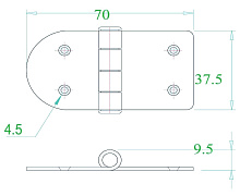 Петля 70х37.5 мм., нержавеющая.