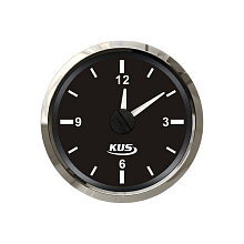 Часы кварцевые аналоговые, чер., нерж. ободок, д. 52 мм.