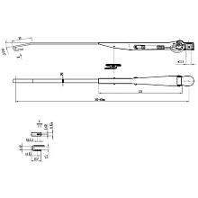 Рычаг стеклоочистителя регулируемый W.E, 300-400 мм, тип-H, посадка на вал 13,5 мм 