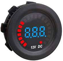 Вольтметр цифровой 0-12 В, д. 27 мм.