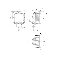 Универсальная светoдиодная рабочая фара FT-360 LED, 9 диодов, 38 Вт, 4100 лм, 12-55 В