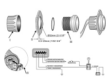 Счетчик моточасов цифровой 0-99999, 9 ч., бел., нерж. ободок, д. 52 мм.