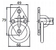 Крепежная планка ромб 79х49 мм с проушиной 8 мм и кольцом, нержавеющая сталь (Cim)