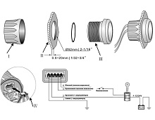Счетчик моточасов цифровой 0-99999, 9 ч., черный циферблат, черный ободок, д. 52 мм.