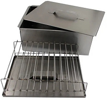 Коптильня двухярусная с поддоном, 380х280х160 мм. (сталь 0.8 мм.)