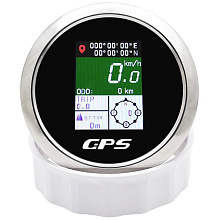GPS-спидометр электронный, черный циферблат, нерж. ободок, выносная антенна, д. 85 мм.