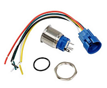 Выключатель с фиксацией 12/24В 5А, OFF-ON 5P D19, IP67, синяя подсветка, нерж. сталь