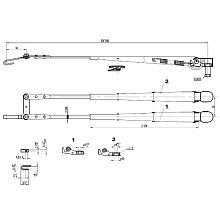 Рычаг стеклоочистителя пантографный регулируемый W.E, 500-600 мм, тип-H, посадка на вал M8-10