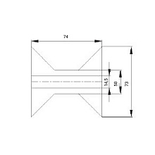 Ролик носовой L-74 мм., D-73/50 мм., d-14,5 мм. желтый.