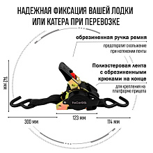 Самозатягивающийся ремень 1,5 т.,  50 мм., 3 м., крюк-крюк