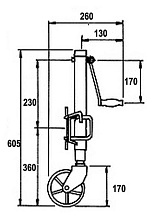 Опорное колесо, поворотный хомут, нагрузка 450 кг
