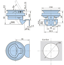 Ручка для люка врезная, D44 мм.