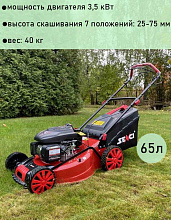 Газонокосилка бензиновая самоходная Senci LMA22S04, 3.5 кВт, ширина скашивания 55 см, травосборник 65 л