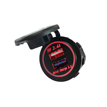 Разъем USB 2.4А LIFER Quick Charge QC3.0 (2 порта, быстрая зарядка, подсветка)