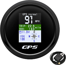 GPS-спидометр электронный, черный циферблат, черн. ободок, выносная антенна, д. 85 мм.