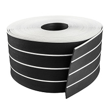 Палубное покрытие ПВХ 200x5 мм., черный, белая полоса