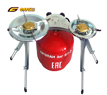 Газовая горелка двухкомф. туристическая (220 мм. + 164 мм.)