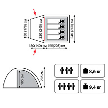 Палатка кемпинговая четырехместная Tramp Bell 4 Sand V2
