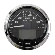 Тахометр 0-7000 об/мин NMEA2000 со сч. моточасов, чер., делитель 1-10, нерж. ободок, д. 85 мм.