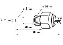 Датчик температуры воды, 40-120 °С, сигнализация 96 °С, резьба 3/8"х16NPT