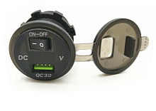 Разъем USB Charger QC3.0 (быстрая зарядка, вольтметр)