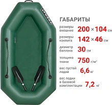 Надувная лодка ПВХ Фрегат М-1 Оптима Лайт (гребки), зеленый