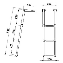Трап телескопический 3 ступеньки, 253 мм. (белый пластик)