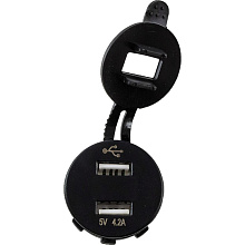 Разъем USB 4.2A (2 порта, вольтметр, красная подсв.)