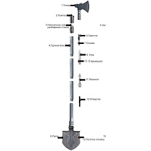 Лопата складная многофункциональная + топор 78.7 см. Helios HS-SK-051