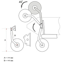 Тр. колеса для лодок НДНД (перекидные, желтые колеса, 211К).