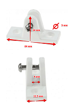 Кронштейн палубный 90 град, с винтовым штифтом, ровное основание, пласт. белый.