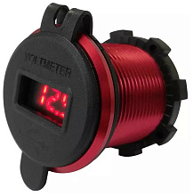 Разъем USB QC3.0 (2 порта, быстрая зарядка, вольтметр, красный)