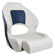 Кресло Marine Rocket Delux Sport Flip Up мягкое виниловое с болстером, белый/синий