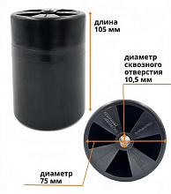 Ролики пластиковые Ø 75х105 мм на ложементы лодочного прицепа, 2 шт., черные