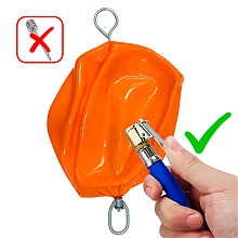 Буй надувной с вертлюгом и рымом Majoni 950х600 мм, оранжевый