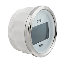 GPS-спидометр электронный KUS, белый циферблат, нерж. ободок, выносная антенна, д. 85 мм.